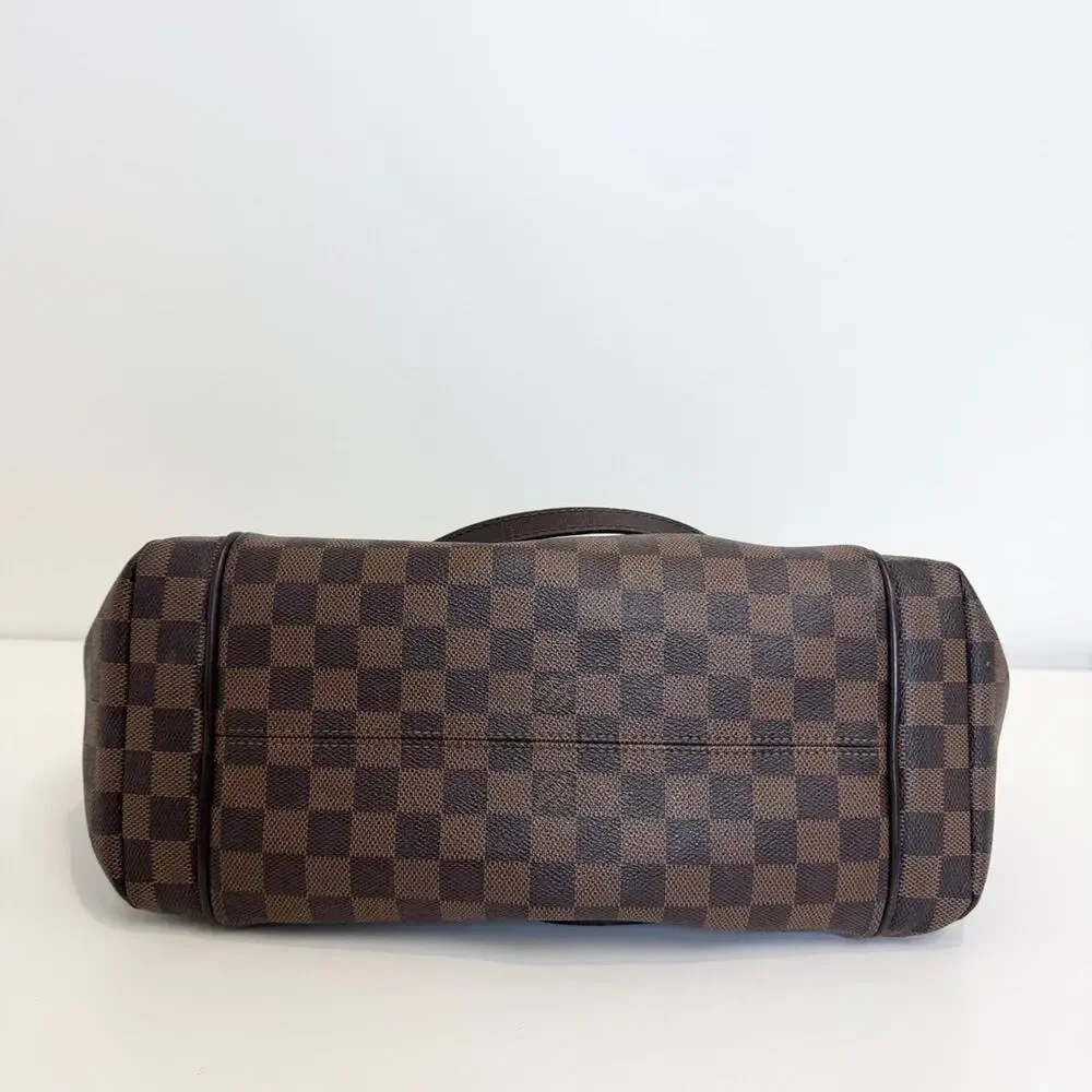 Louis Vuitton Damier Ebene Totally MM Tote Shoulder Bag Gold Zip Side Pockets LV